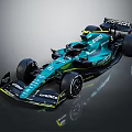 Teal Green Formula 1 Racing Car With Sleek Aerodynamic Design And Sponsor Logos