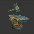Anvil forging hammer iron cartoon forging game items game props game equipment 3d model