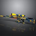 Modern Sniper Rifle Featuring Blue Yellow Orange Design And Tactical Scope