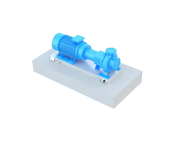 Industrial Factory Equipment Blue Centrifugal Pump Mounted on Platform 3d model