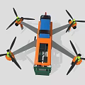 Multirotor Drone with Orange Blue Body Green Propellers and Motors