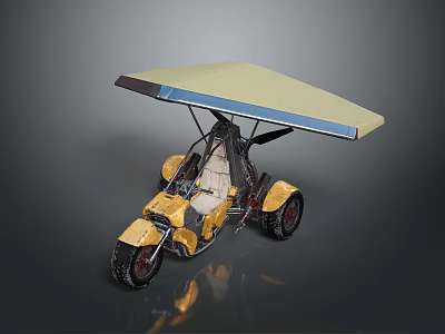 Yellow Three Wheeled Motorcycle With Canopy And Modern Open Frame Design 3d model