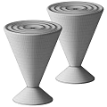 Modern Glass Vases In Gray And Green With Conical Shape And Black Base