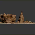 Stone and Wood Natural Landscape Model Featuring Layered Rock and Wooden Details