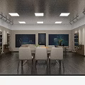Modern Specialty Store Interior With Ceiling Lights Shelves Display Cabinets And Large Windows 3d model