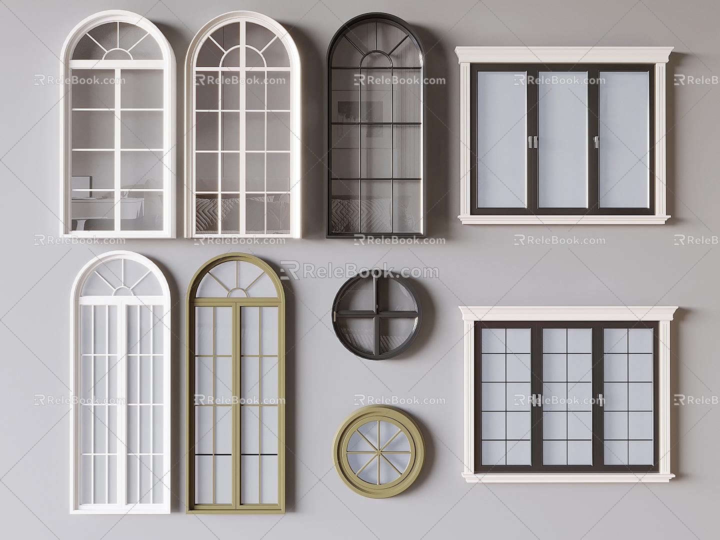 French curved window French curved casement window French floor-to-ceiling window cut-out window 3d model