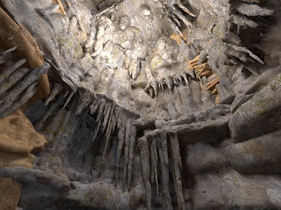 Natural Cave Interior With Detailed Stalactites Stalagmites And Rock Formations 3d model