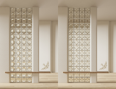 Modern partition glass brick 3d model