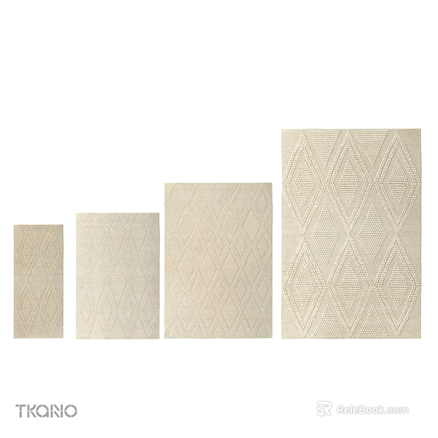 Beige Square Rugs in Various Sizes with Diamond Patterns for Home Decor 3d model 