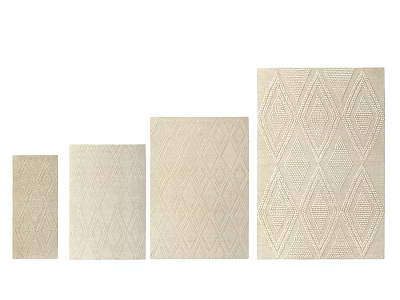 Beige Square Rugs in Various Sizes with Diamond Patterns for Home Decor 3d model