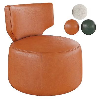 Modern Brown Leather Leisure Chair with White Green Color Options and Comfortable Design 3d model