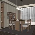Modern Dining Table and Chair Chandelier Sideboard 3d model