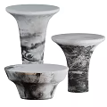 Modern Coffee Tables With Black And White Marble Texture Unique Conical Base Design 3d model