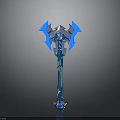 Blue And Silver Fantasy Warhammer Weapon With Spiked Design And Crystal Elements 3d model