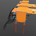 Orange Switch Panels with Open Covers Mounted on Metal Stands Industrial Setup 3d model