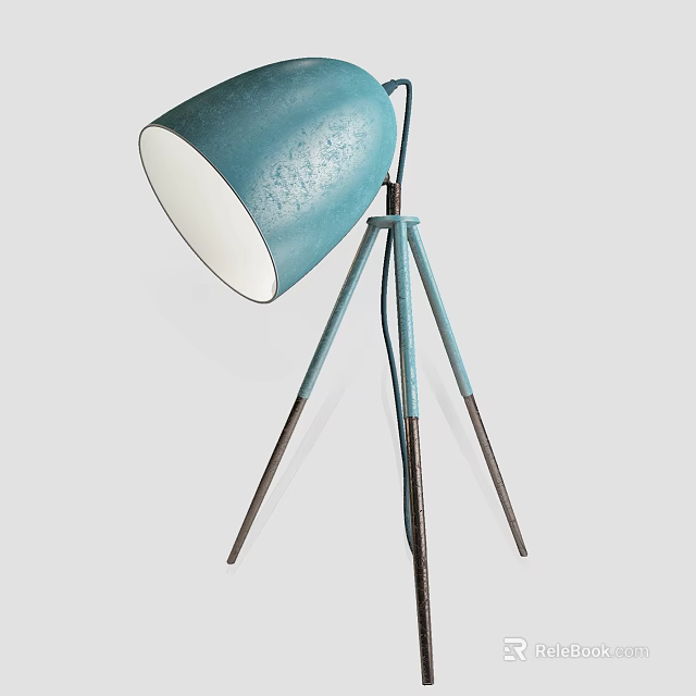 Modern Blue Floor Lamp With Tripod Stand And White Shade For Home Decor 3d model 