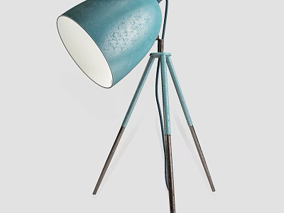 Modern Blue Floor Lamp With Tripod Stand And White Shade For Home Decor 3d model