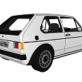 White Classic Hatchback Car With Alloy Wheels And Black Interior Design 3d model