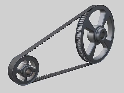 Mechanical Industrial Synchronous Pulley Drive System With Toothed Timing Belt For Power Transmission 3d model