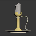 Gold Candle Holder With Transparent Crystal Top And Decorative Base Design