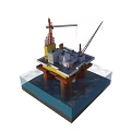 Offshore Oil Drilling Platform 3D Model With Structure Equipment And Underwater Foundation