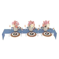 Elegant Dinnerware Set With Floral Vases Glassware Plates And Woven Placemats