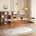 Modern Dining Table Set With Chairs Magazine Green Fruits And Side Cabinet