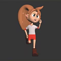 Cute 3D Elf Like Character with Large Tail Running in Red White Outfit