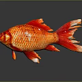 Bright Red And Orange Goldfish With Shiny Scales Flowing Fins And Reflection On Dark Background
