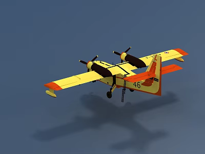 Twin Engine Fighter Jet With Yellow Orange Design 3d model