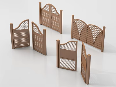 Wooden Garden Gates With Various Lattice Patterns And Arched Designs 3d model