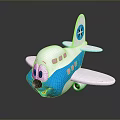 Cute White And Blue Toy Airplane With Smiling Face And Star Logo