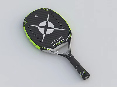 Black and Green Sports Racquet With Perforated Design Advantage Elite Ergonomic Grip 3d model
