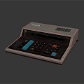 Retro Electronic Calculator Device With Digital Display Blue Red Buttons And Gray Black Casing 3d model