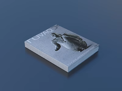 Elegant UVAO3 Book Cover Design Featuring Man In Suit Portrait On Dark Table 3d model
