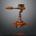 Red Industrial Robotic Arm Equipment With Rotating Base And Mechanical Joints