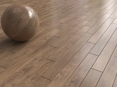 Textured Hardwood Flooring With Wooden Sphere In Spacious Modern Room 3d model