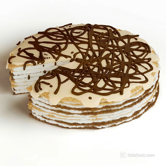 Delicious Layered Cake With Chocolate Drizzle And Layered Texture A Slice Taken 3d model 