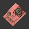 Metallic Decorative Ornament Set With Intricate Patterns Chain And Red Base