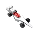 Silver Race Car Model With Red Detail And Black Wheels 3d model