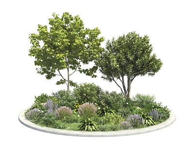 Modern flowerbed plant heap 3d model