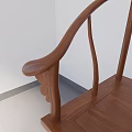 Chinese Style Wooden Armchair With Curved Backrest And Solid Wood Design
