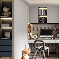 Tatami Bedroom Interior With Desk Computer Bookshelf Toys And Window View