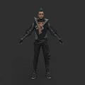 Detailed Futuristic Game Character With Green Hair And Black Jacket