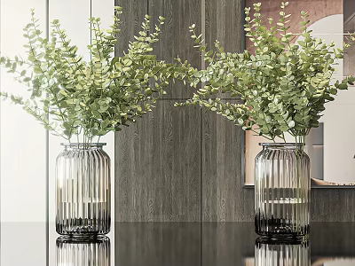 Modern Vase Flower Green Plant Flower Glass Vase Aquatic Plant Decorative Ornaments Floral Vase Flowers 3d model
