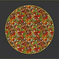 Decorative Circular Wooden And Stone Material Surface With Colorful Particles Design