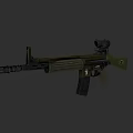 Military Green Tactical Rifle with Scope and Silencer Firearm Design