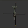 Green Camouflage Space Helicopter Model With Black Rotors Yellow Tips On Dark Background
