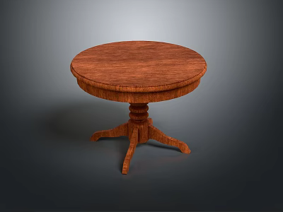 Classic Solid Wood Round Table With Pedestal Base And Simple Design 3d model