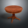 Classic Solid Wood Round Table With Pedestal Base And Simple Design 3d model